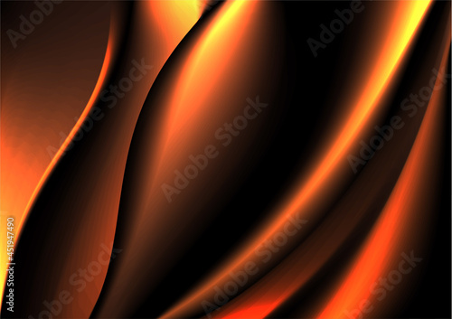 Abstract Yellow golden curve or wave vector background. Yellow golden curtain background.