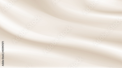 Gold cloth background abstract with soft waves.Abstract vector background luxury beige cloth or liquid wave. Cream fabric texture background. Cloth soft wave. Creases of satin, silk.