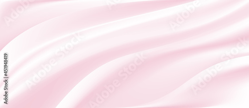 The luxury of pink fabric texture background.Closeup of rippled white silk fabric.Abstract pink cloth or liquid wave vector background.Cloth soft wave. Creases of satin, silk, and cotton.