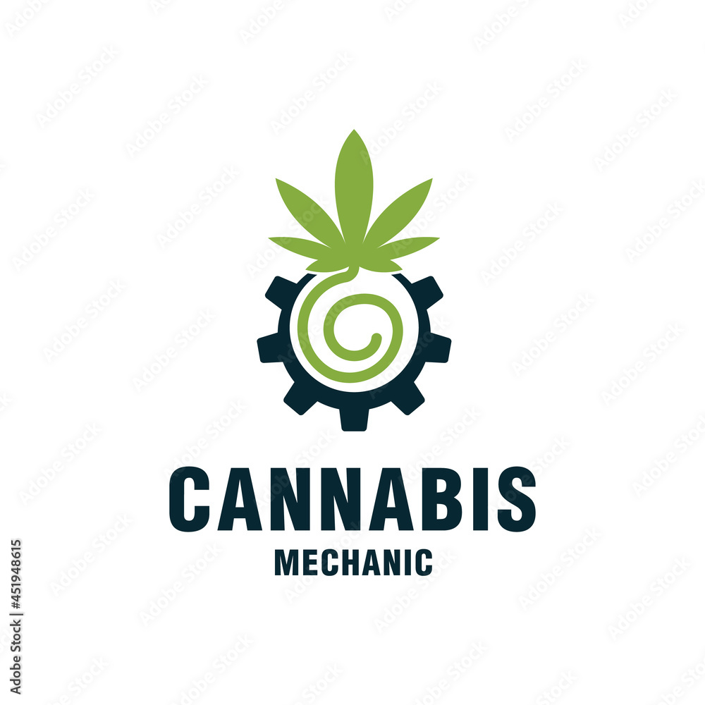 Cannabis mechanic logo template on modern style Cannabis mechanic logo template on modern style