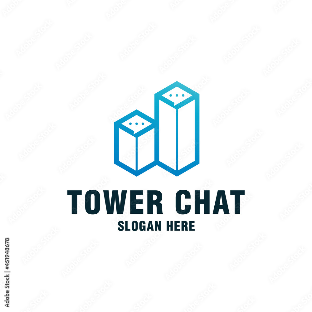 Tower chat logo template on modern style Tower chat logo template on modern style