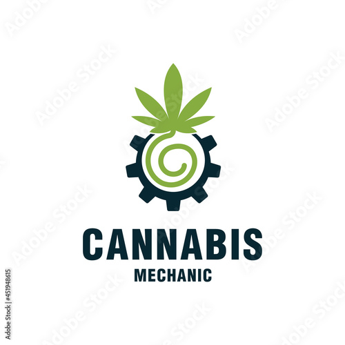 Cannabis mechanic logo template on modern style