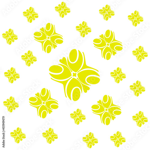 Seamless pattern with abstract yellow flowers. Vector illustration.