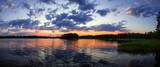 Panoramic midsummer sunset in Finnish archipelago