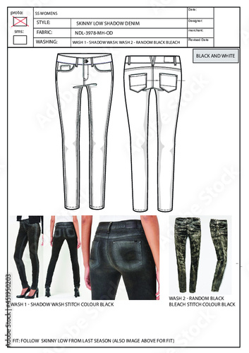 denim, tech pack, technical drawing, tech pack denim, fashion, denim sketch, clothes, garment,  denim tech pack
