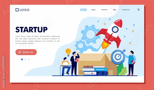 Company startup represent with rocket. Concept business vector illustration. Flat business cartoon, Project, Management, Programmer, Ideas. Vector illustration