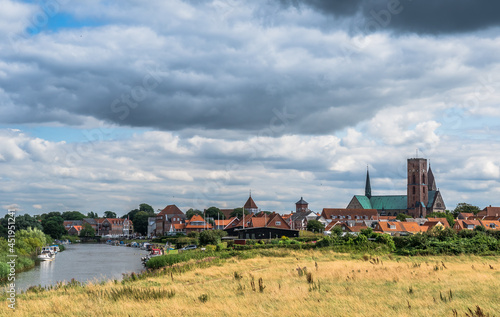 View to the oldest danish city Ribe in the south of Denmark