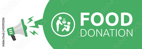 Food donation announcement sign. Giving meal symbol