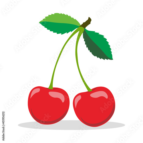 cherries with leaves, simple illustration design