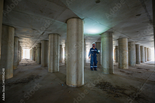 Working male inspection pole underground of tank equipment tunnel