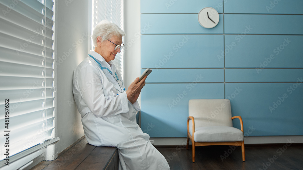 Skilled female doctor in white uniform Skilled female doctor in white uniform