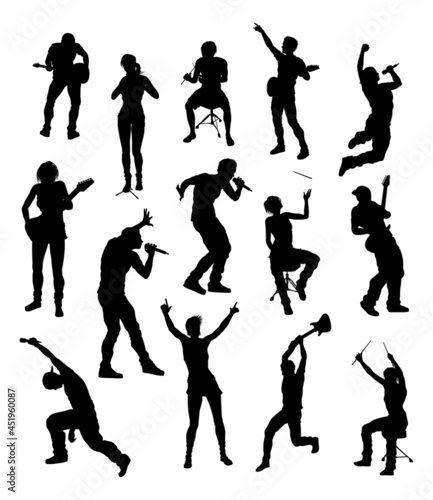 Silhouettes Rock or Pop Band Musicians