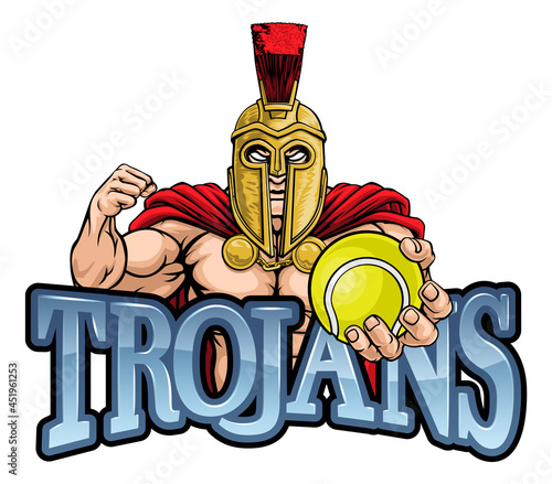 Trojan Spartan Tennis Sports Mascot