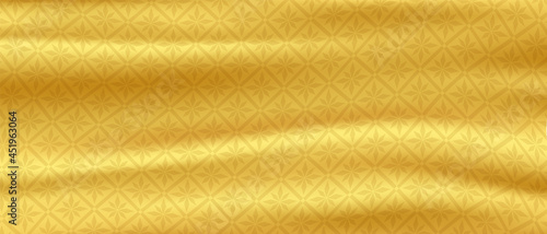 Thaii pattern. Golden silk background. Gold satin waves. Vector