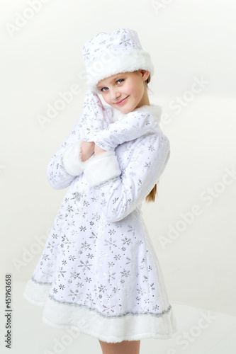 Beautiful girl in snow maiden costume