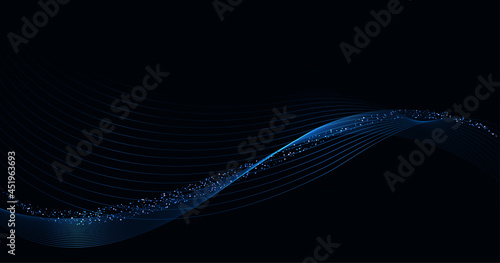 Abstract shiny blue waves background.