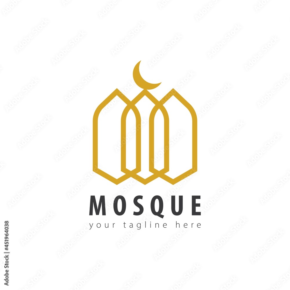 Simple Mosque Logo Template Design. Creative Mosque Symbol, Mosque Icon
