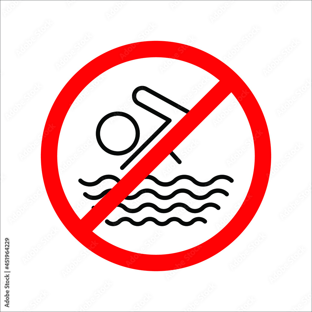 No swimming sign vector icon on white background. No swimming sign vector icon on white background.