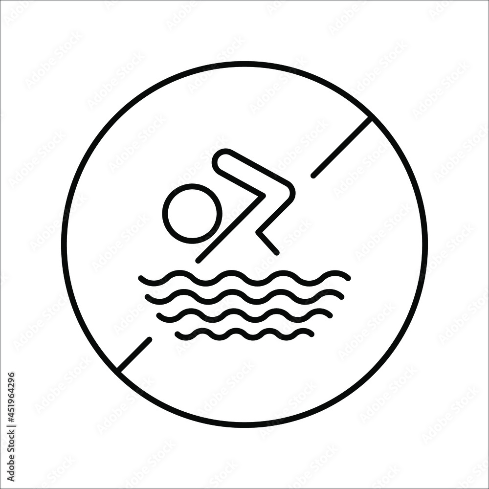 No swimming sign vector icon on white background. No swimming sign vector icon on white background.