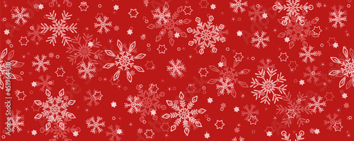 Fotografia, Obraz red christmas seamless star and snowflake background banner