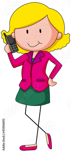 Working woman doodle cartoon character