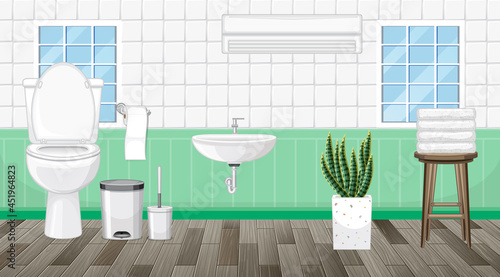 Bathroom interior design with furniture
