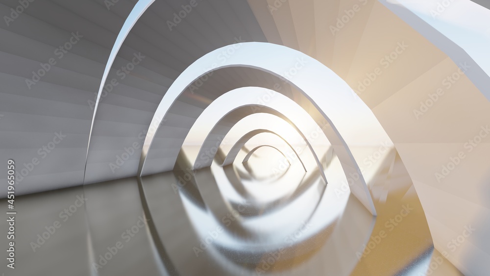 Fototapeta premium Abstract architecture background arched interior 3d render