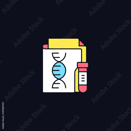 Genetic information privacy RGB color icon for dark theme. Protection against genetic discrimination. Isolated vector illustration on night mode background. Simple filled line drawing on black