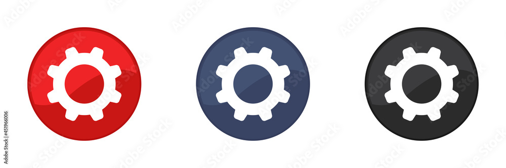 Gears icons set. Web design. Press the button. Vector illustration. Gears icons set. Web design. Press the button. Vector illustration.