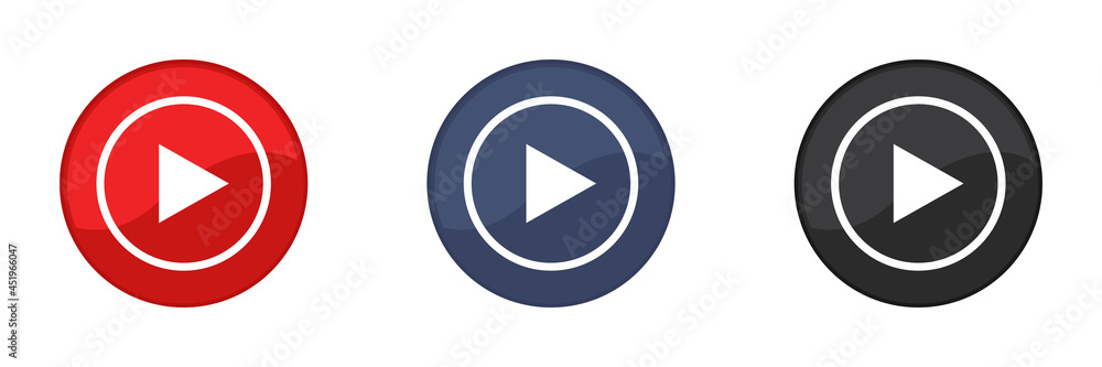 Play button icons set. Video-audio player. Vector illustration. Isolated on white background. Play button icons set. Video-audio player. Vector illustration. Isolated on white background.
