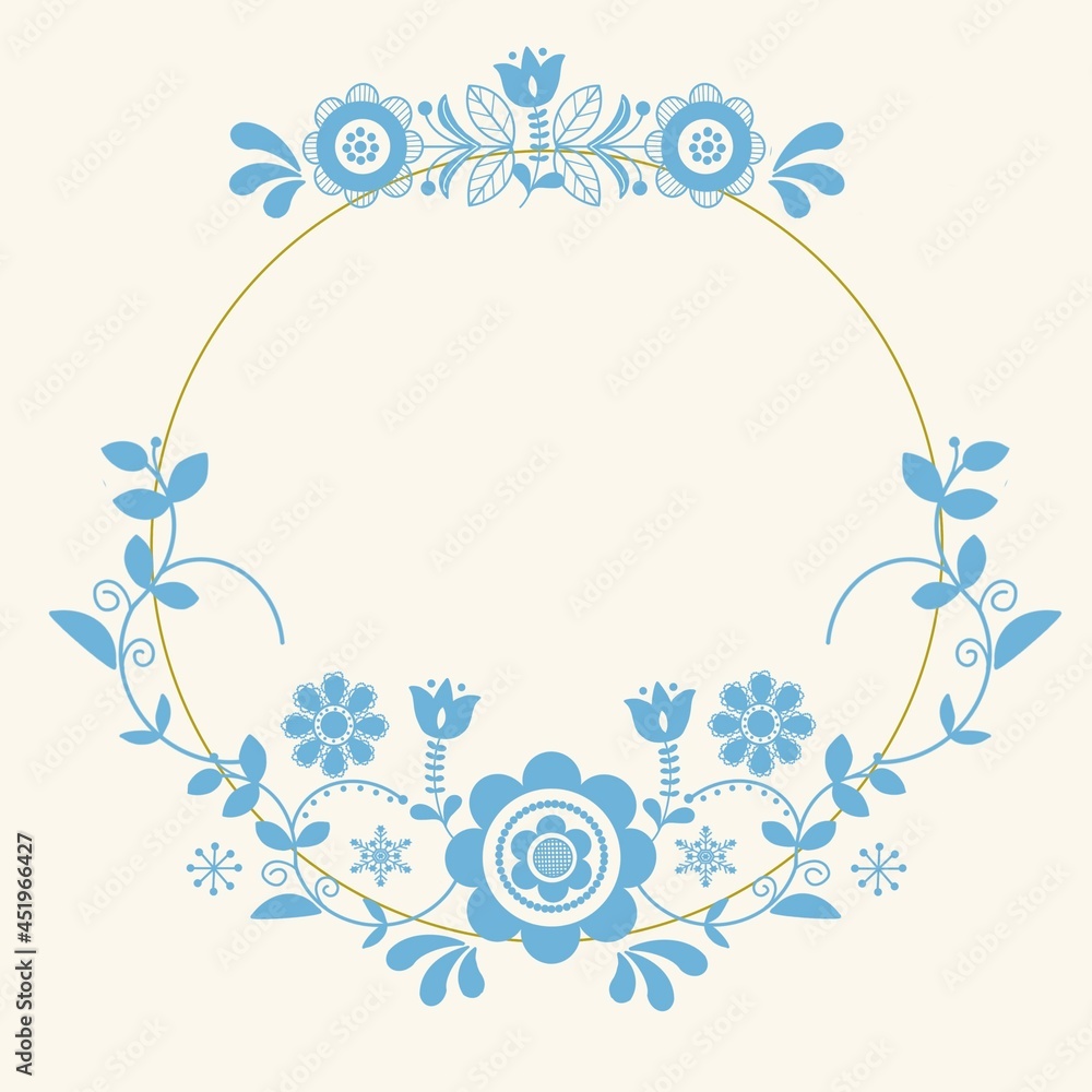 Floral flower blue and gold background off white pattern Floral flower blue and gold background off white pattern