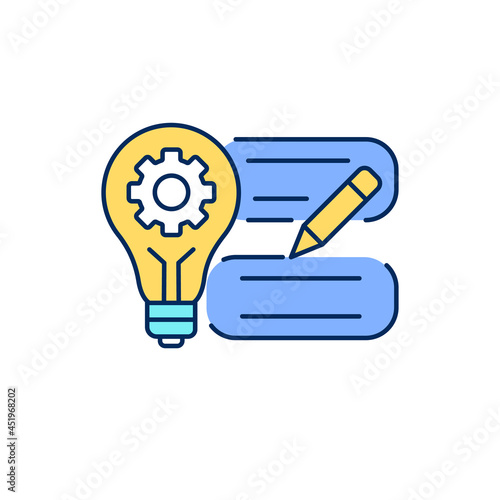 Brainstorming techniques RGB color icon. Solving issues and producing ideas. Fresh perspective. Isolated vector illustration. Finding new solution. Creative thinking skills. Simple filled line drawing