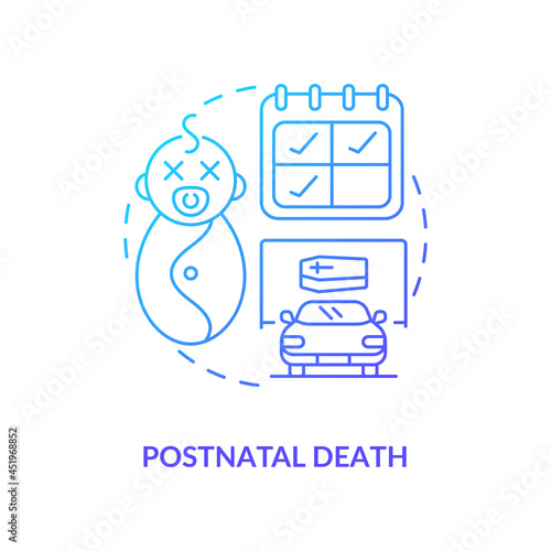 Postnatal death blue gradient icon . Death of newborn abstract idea thin line illustration. Statutory maternity leave in case of neonatal loss. Vector isolated outline color drawing.