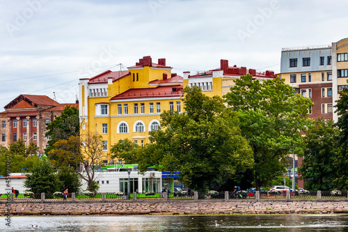 Vyborg, Russia, July 25, 2021. Typical urban view, a fragment of the historical architectural ensemble