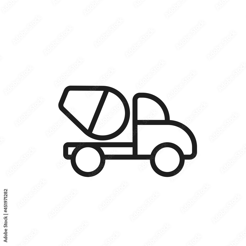 concrete mixer truck line icon. construction vehicle and transport symbol. isolated vector image