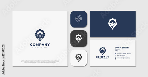 Eagle with gear logo and business card