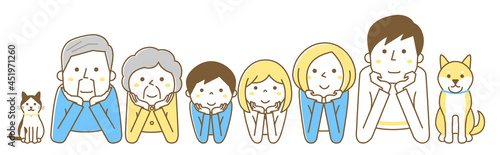 頬杖　家族　三世代