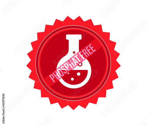 Phosphate free vector icon. Vector chemical test tube seal, phosphate free product warranty seal.