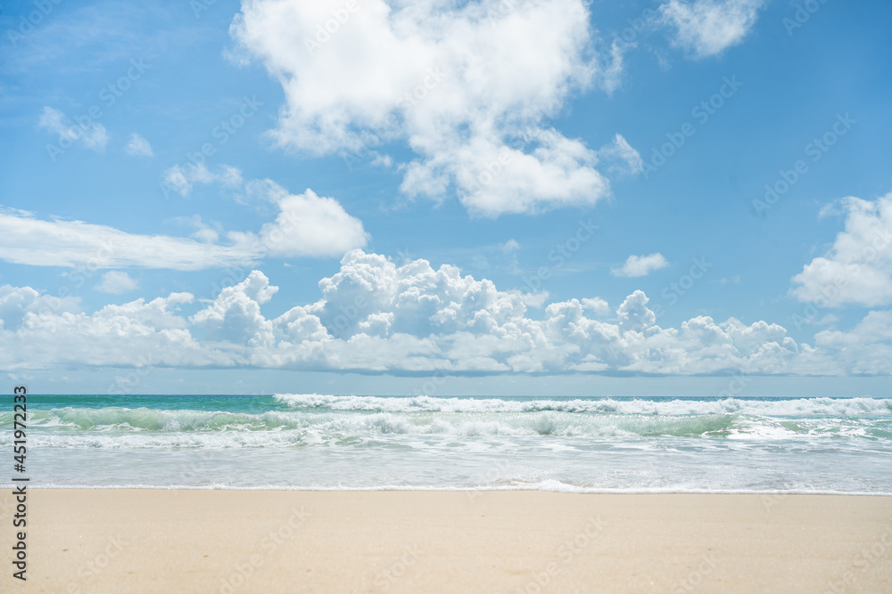 Amazing dramatic blue sky and clouds daylight.Beautiful Landscape views popular beach waves and sea background. 