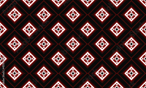Geometric ethnic oriental seamless pattern traditional Design for background,carpet,wallpaper.clothing,wrapping,Batik fabric,Vector illustration.embroidery style - Sadu, sadou, sadow or sado
