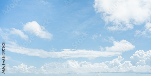 Fototapeta Naklejka Na Ścianę i Meble -  Amazing Landscape clear blue sky white clouds soft daylight.Nature weather clouds in summer.texture,no people.