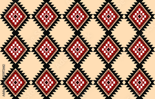 Geometric ethnic oriental seamless pattern traditional Design for background,carpet,wallpaper.clothing,wrapping,Batik fabric,Vector illustration.embroidery style - Sadu, sadou, sadow or sado