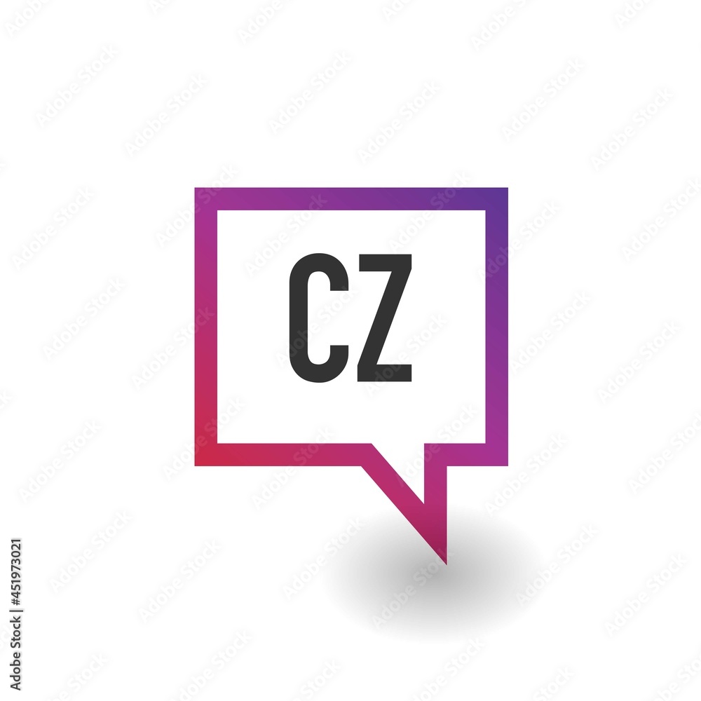 Initial Letter cz chat bubble logo design template. Chat logotype design template - obrazy, fototapety, plakaty 