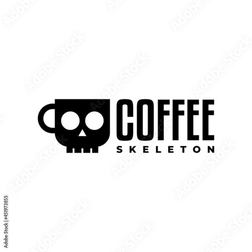 creative combination of a coffee cup and a skull. horror logo vector template
