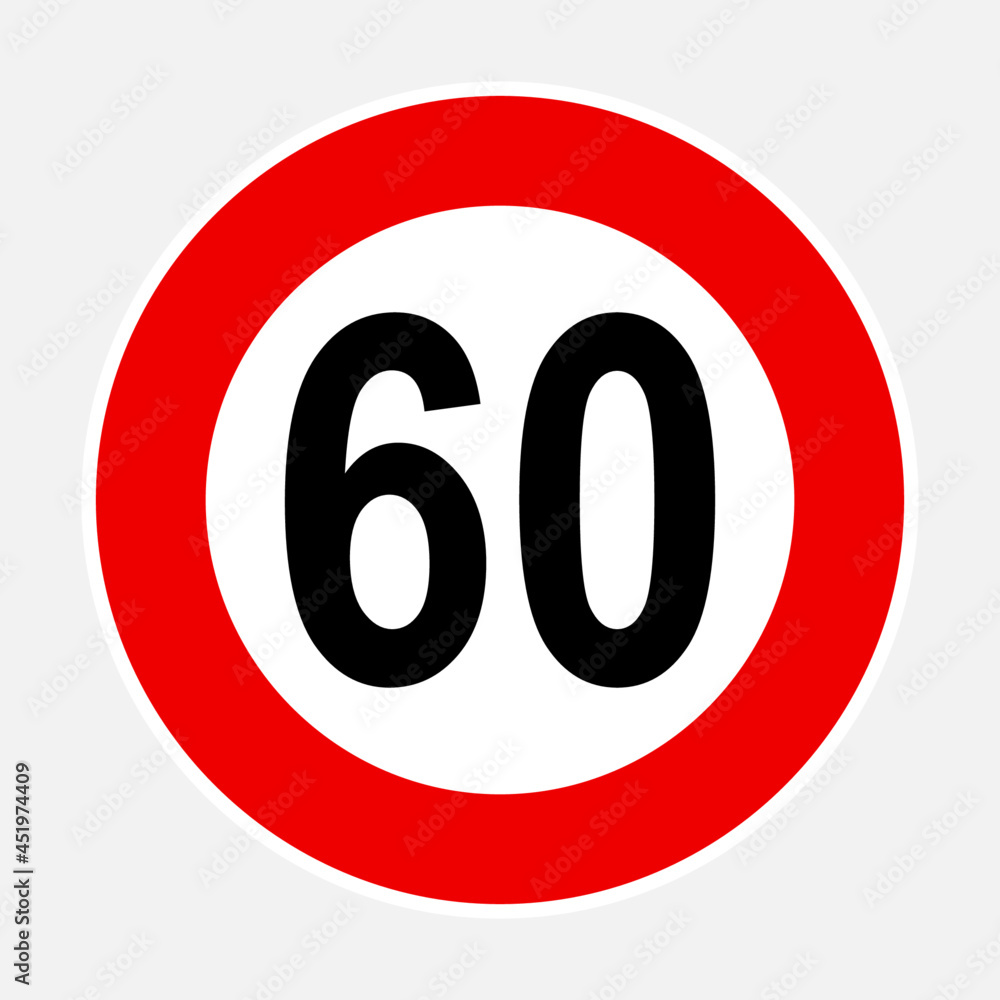 60 kilometers or miles per hour max speed limit red sign - sixty speed limit traffic sign editable vector illustration 60 kilometers or miles per hour max speed limit red sign - sixty speed limit traffic sign editable vector illustration