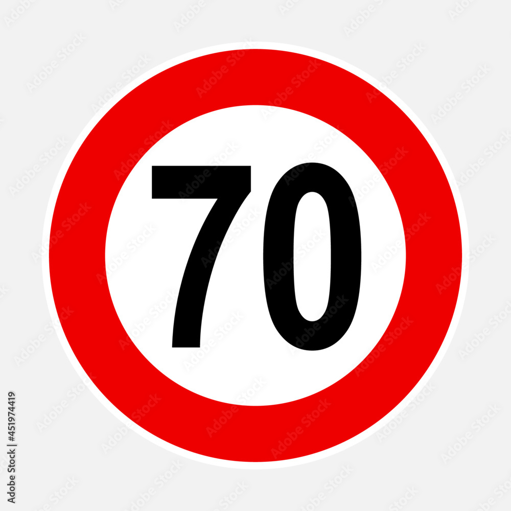 70 kilometers or miles per hour max speed limit red sign - Seventy speed limit traffic sign editable vector illustration 70 kilometers or miles per hour max speed limit red sign - Seventy speed limit traffic sign editable vector illustration