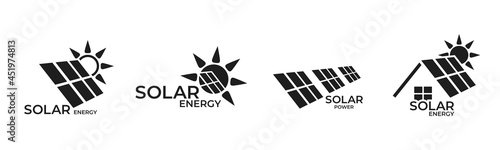 solar energy logo set. sustainable, renewable and alternative energy symbols