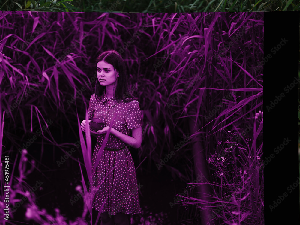 woman outdoors green leaves walk summer woman outdoors green leaves walk summer