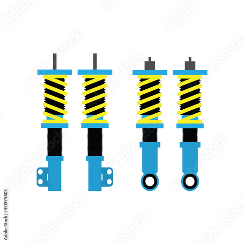Car Coil Over Vector Illustration, Shock breaker Adjustable, Car Shockbreaker Vector Illustration, Car Spring Vector, Automotif Sparepart, shock absorber
