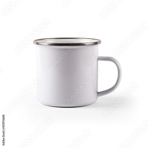 Fototapet White Enamel Mug - White Enamel cup - cup mockup - Mug mockup